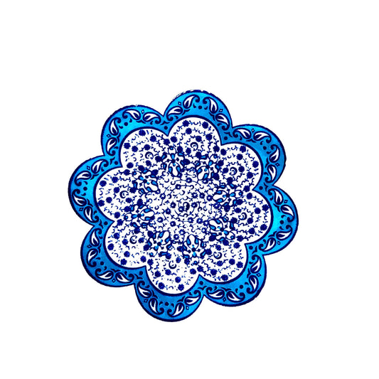 Authentic Turkish Design Hand-Painted Ceramic Coaster(Design 1800)