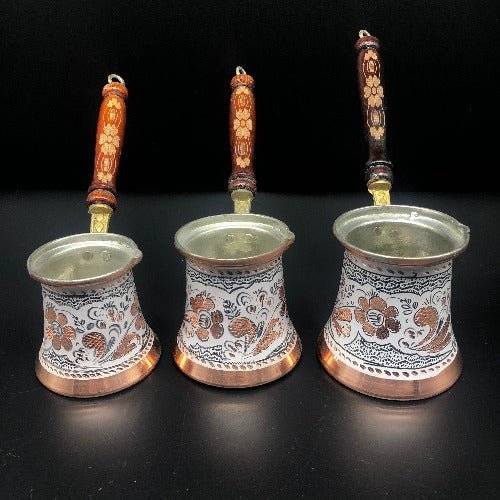 White Colored Copper Coffee Maker (cezve)