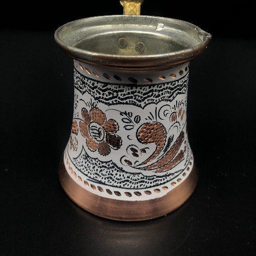 White Colored Copper Coffee Maker (cezve)