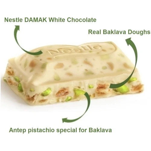 Nestle Damak Baklava White Chocolate Bar with Pistachio