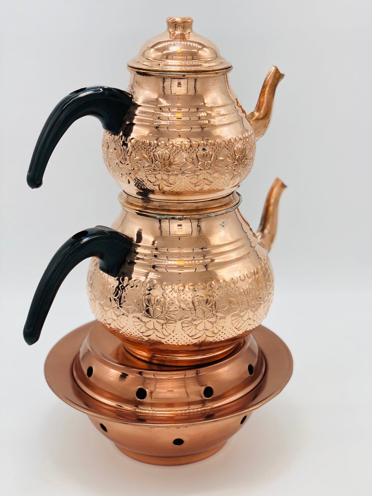 Copper Double Tea Pot with Tea Warmer
