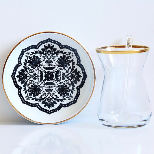 Black Flower Porcelain Tea Set