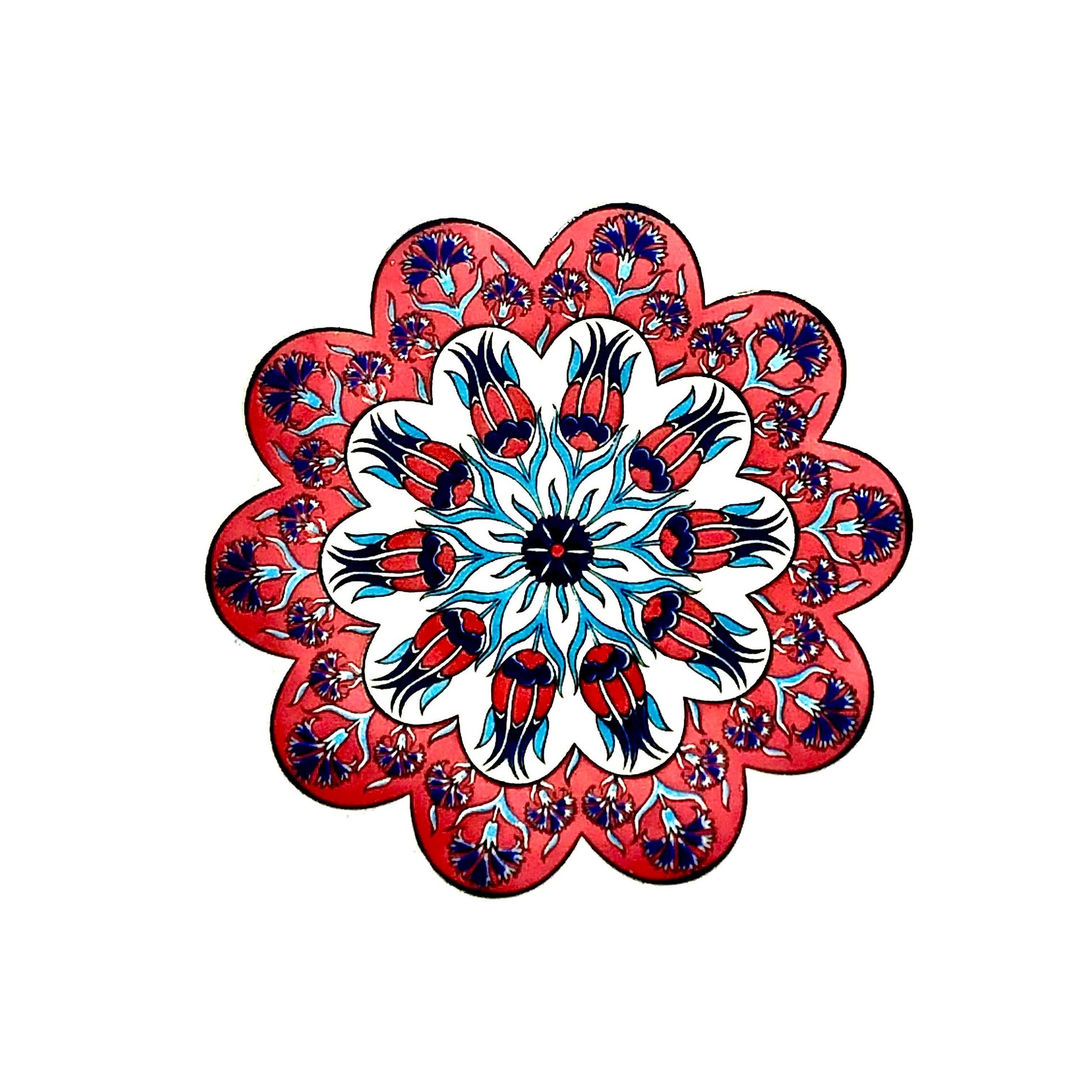 Authentic Turkish Design Hand-Painted Ceramic Coaster(Design 1911)