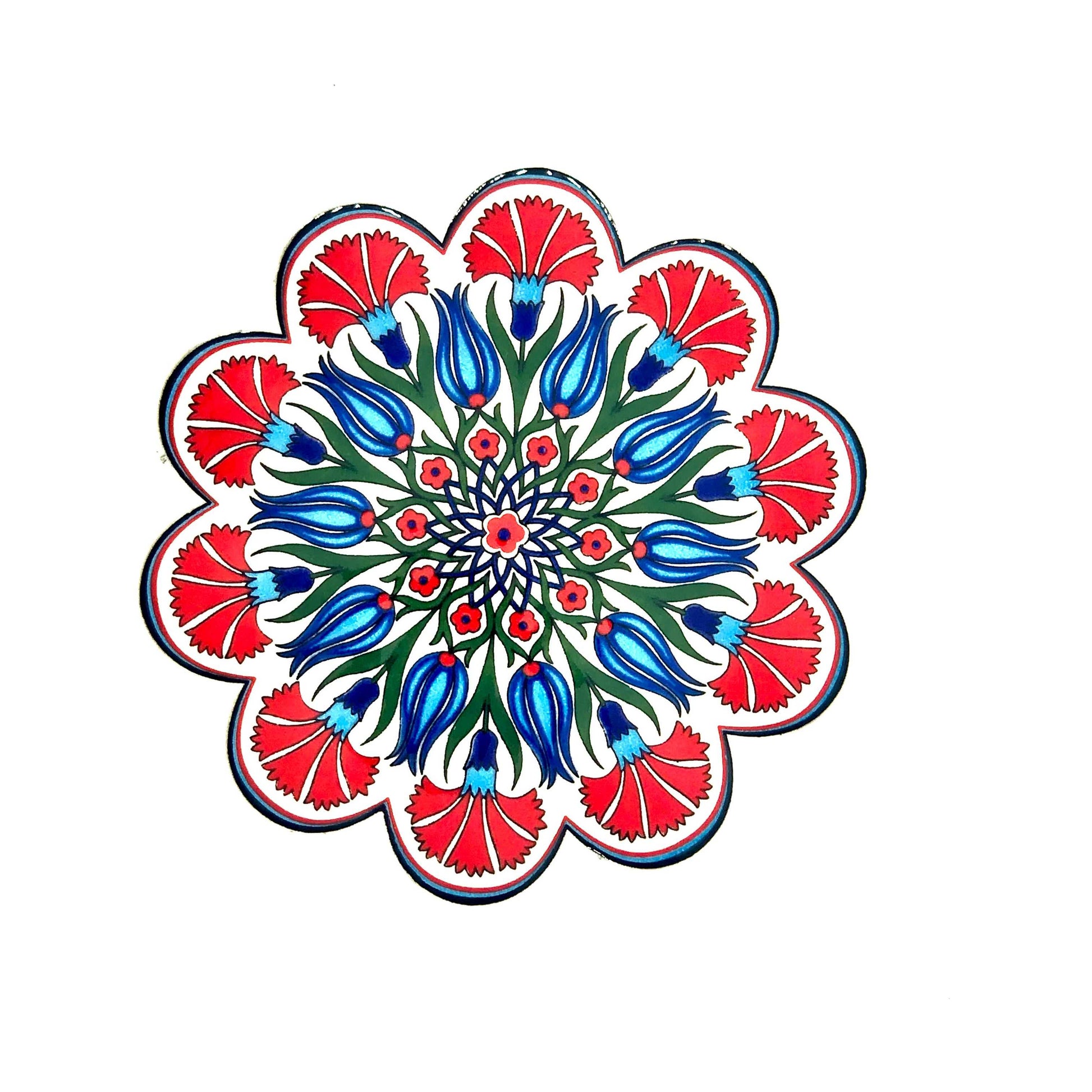 Authentic Turkish Design Hand-Painted Ceramic Coaster(Design 1912)