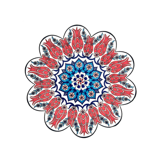 Authentic Turkish Design Hand-Painted Ceramic Coaster(Design 1916)