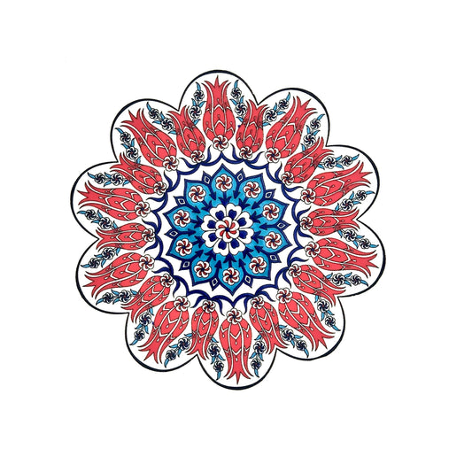 Authentic Turkish Design Hand-Painted Ceramic Coaster(Design 1916)