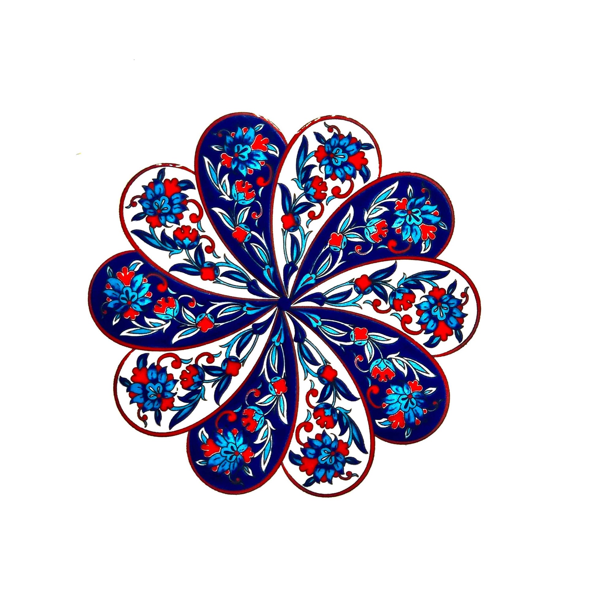 Authentic Turkish Design Hand-Painted Ceramic Coaster(Design 1919)
