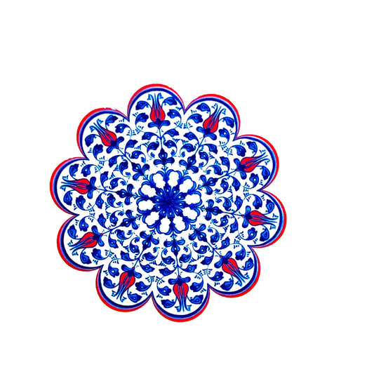 Authentic Turkish Design Hand-Painted Ceramic Coaster(Design 1926)