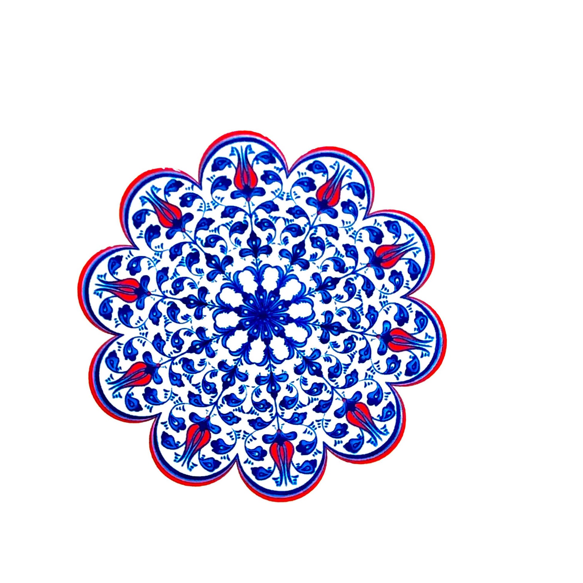 Authentic Turkish Design Hand-Painted Ceramic Coaster(Design 1926)