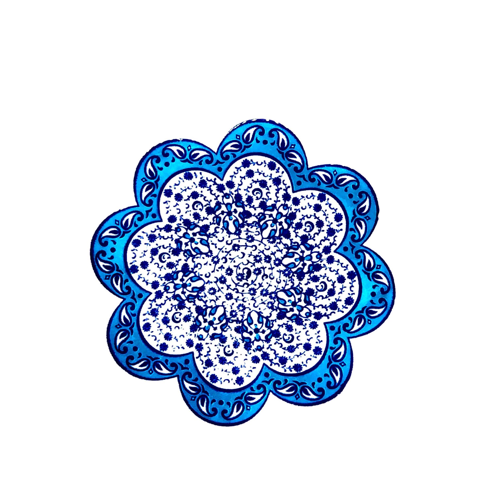 Authentic Turkish Design Hand-Painted Ceramic Coaster(Design 1800)
