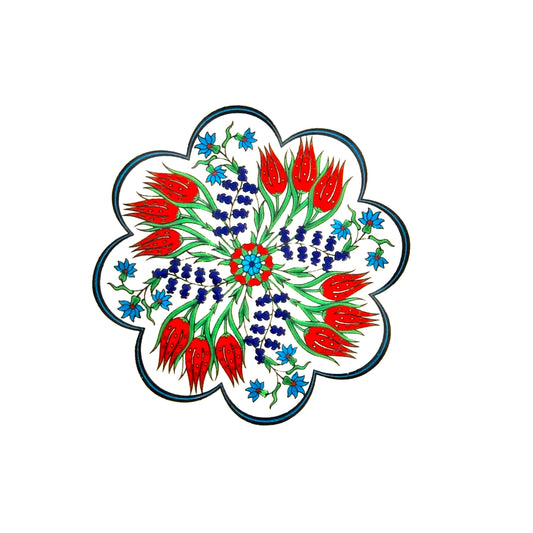 Authentic Turkish Design Hand-Painted Ceramic Coaster(Design 1802)