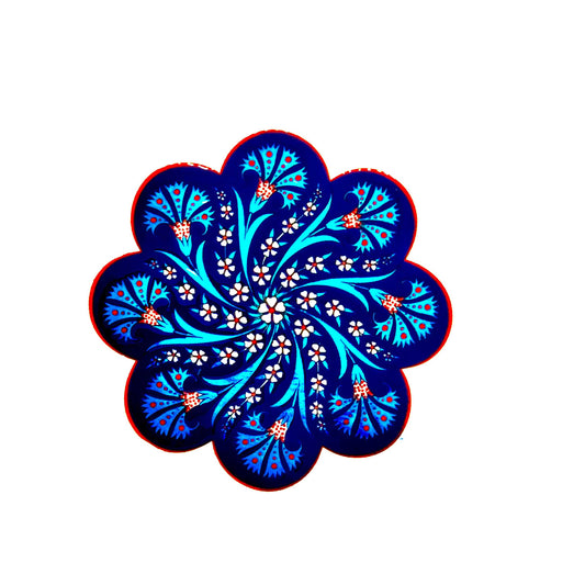 Authentic Turkish Design Hand-Painted Ceramic Coaster(Design 1803)