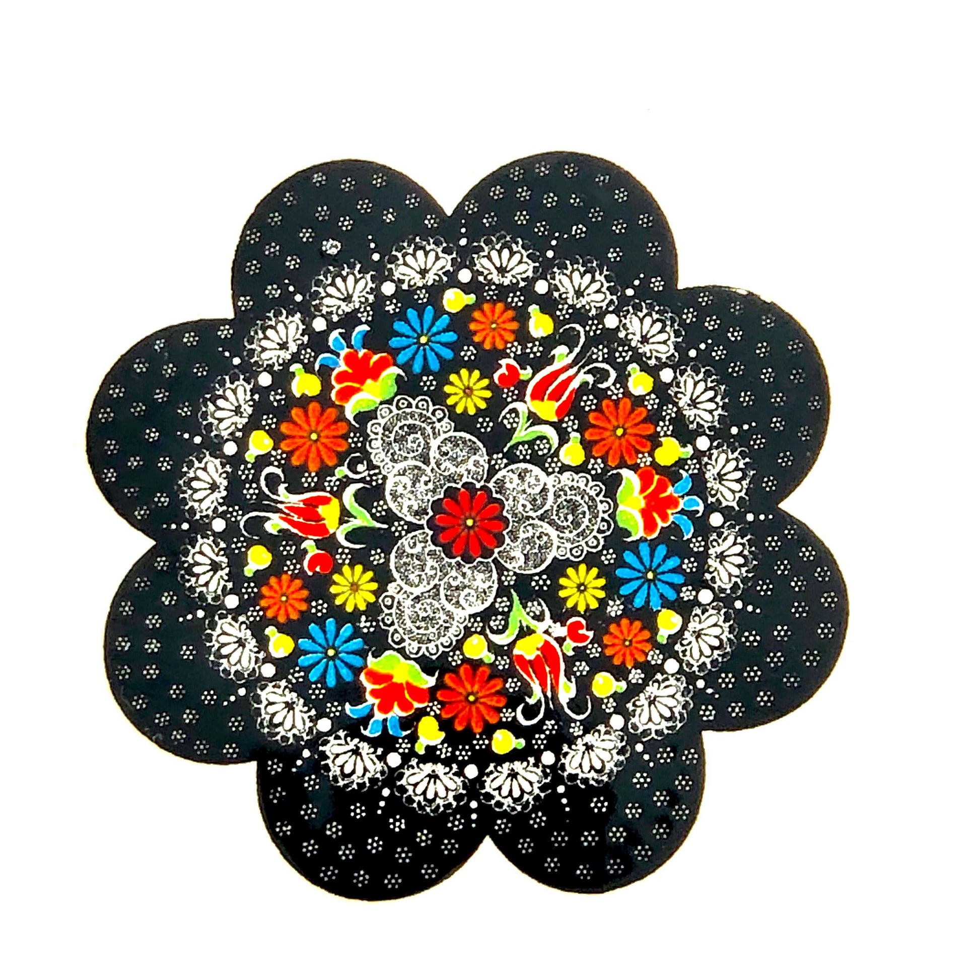 Authentic Turkish Design Hand-Painted Ceramic Coaster(Design 1808)