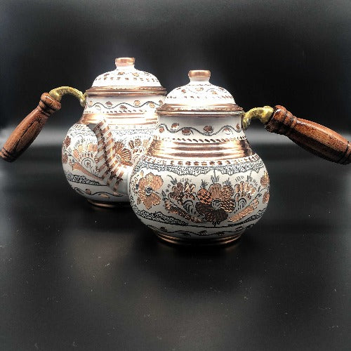 Traditional Turkish Double-Kettle -Tea Pot ,White Colored