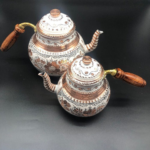 Traditional Turkish Double-Kettle -Tea Pot ,White Colored