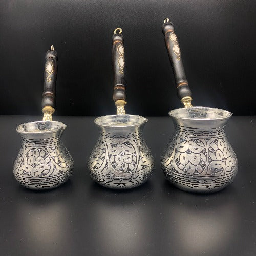 Silver Colored Turkish Traditional Copper Coffee Maker