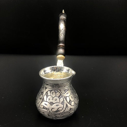 Silver Colored Turkish Traditional Copper Coffee Maker