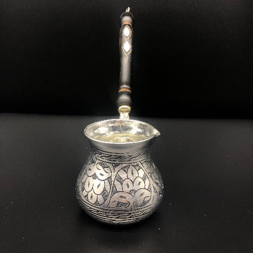 Silver Colored Turkish Traditional Copper Coffee Maker