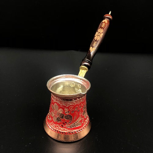 Red Colored Turkish Traditional Copper Coffee Maker