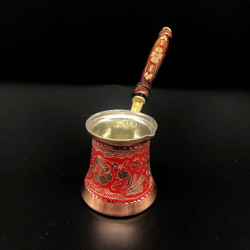 Red Colored Turkish Traditional Copper Coffee Maker