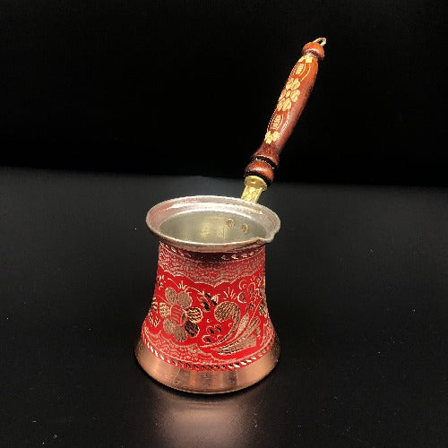 Red Colored Turkish Traditional Copper Coffee Maker