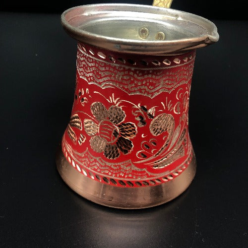 Red Colored Turkish Traditional Copper Coffee Maker