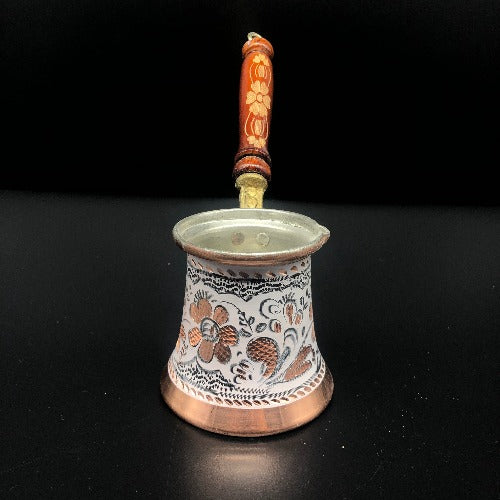 White Colored Copper Coffee Maker (cezve)