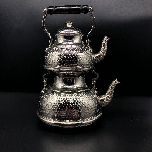 Old Traditional Heavy Copper Turkish Double-Kettle Tea Pot