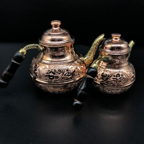 Old Tradional Heavy Copper Double Tea Pot