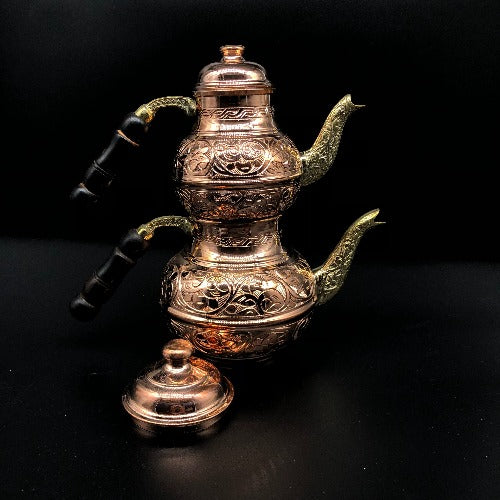 Old Tradional Heavy Copper Double Tea Pot