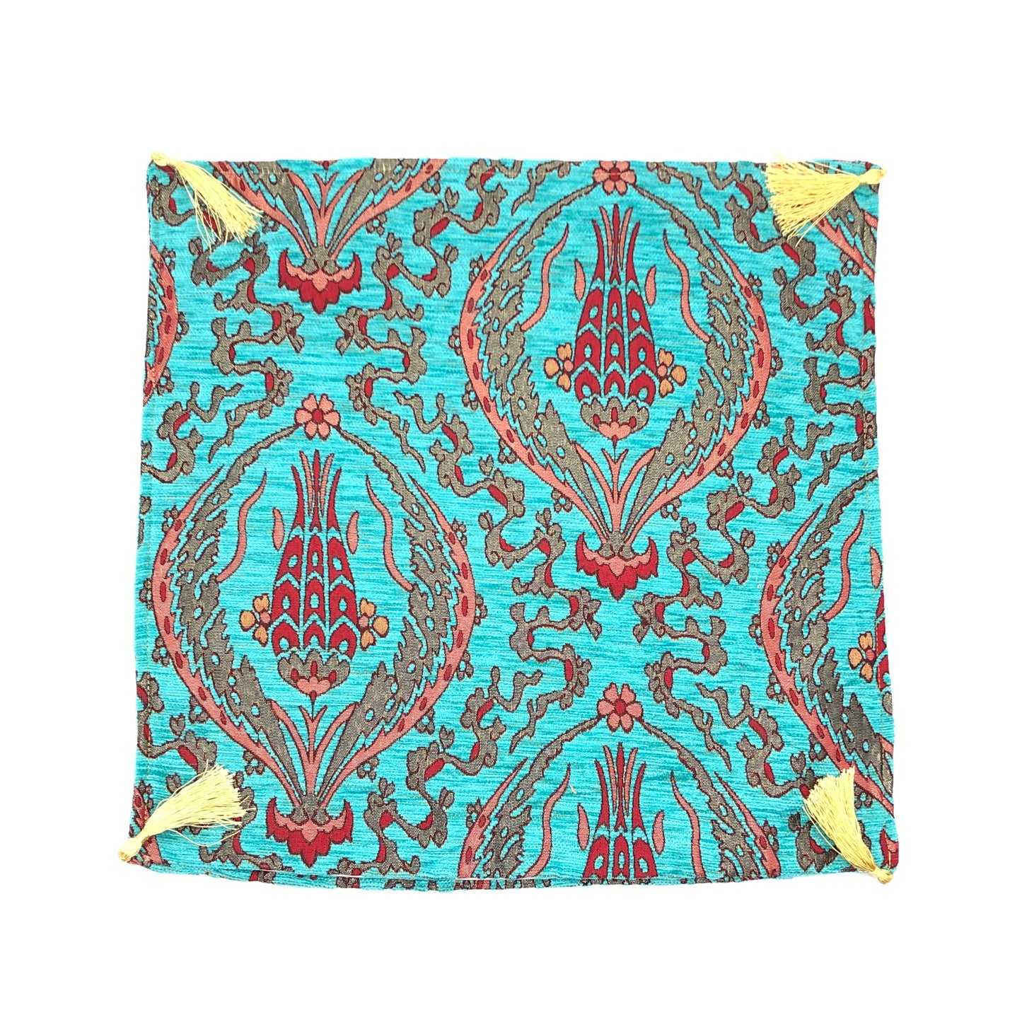 Ottoman Pillow , Turquoise Tulip