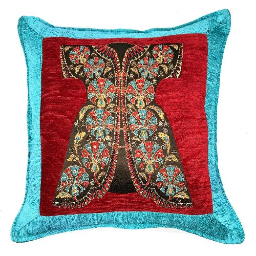 Ottoman Pillow  , Blue in red caftan 