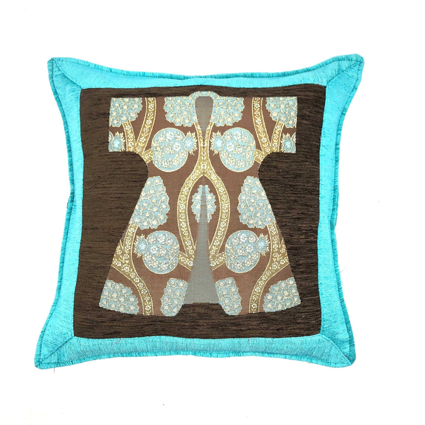 Ottoman Pillow , Turquoise in Black Caftan