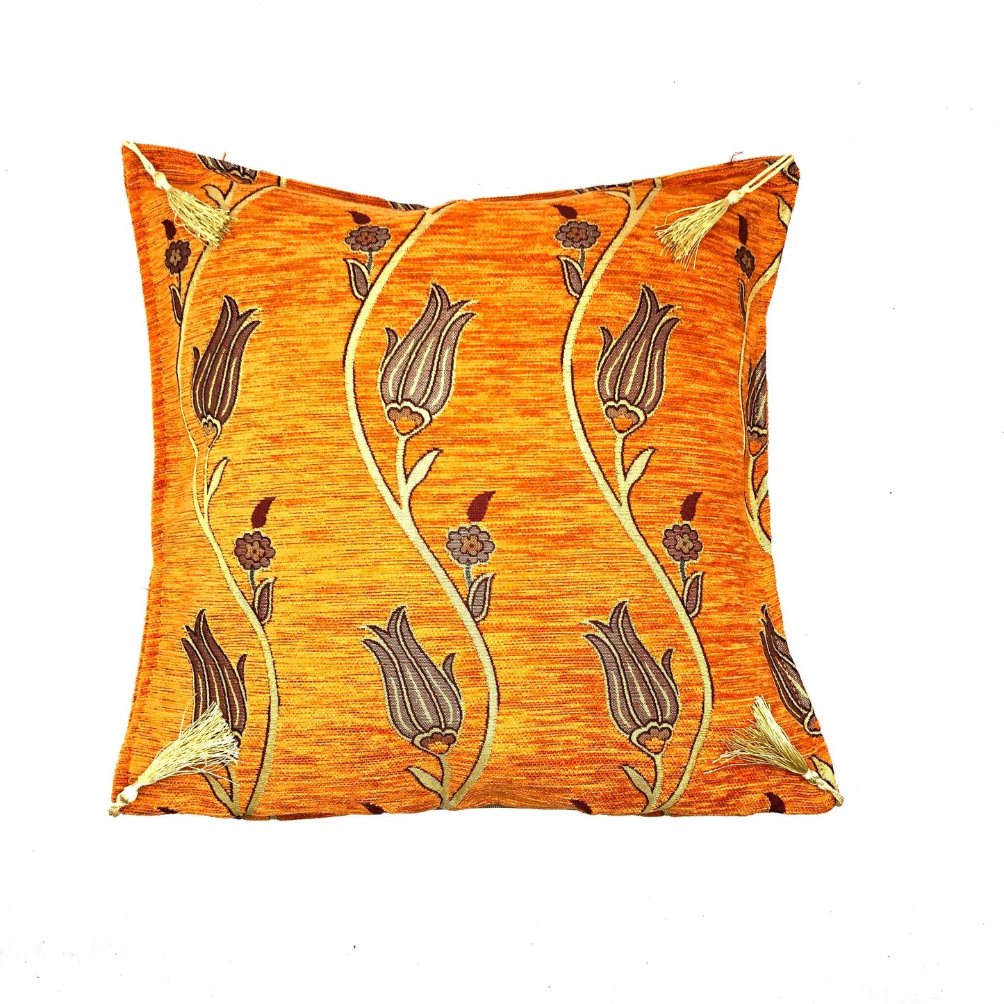 Ottoman Pillow , Orange Tulip