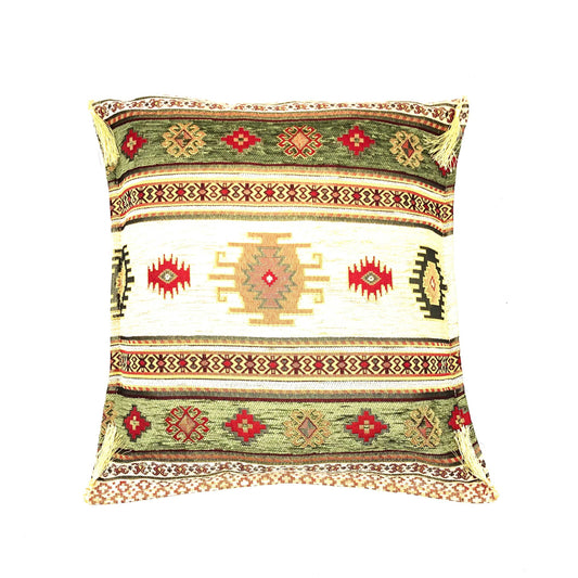 Ottoman Pillow , Green and Cream Color