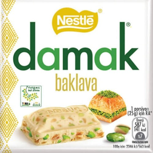 Nestle Damak Baklava White Chocolate Bar with Pistachio