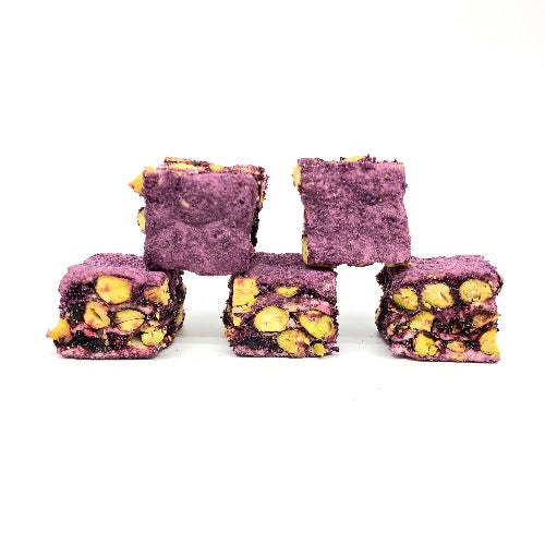 Square Turkish Delight Milky and Black Mulberry Cream with Pistachio