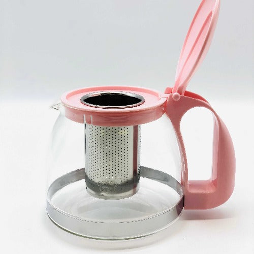 Group Serve Glass Tea Pot with Infuser, Pink