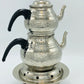 Silver Colored Copper Double Tea Pot with Tea Warmer