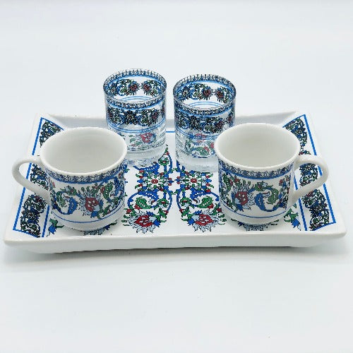 Two Person Turkish Coffee Set "Blue Clove"