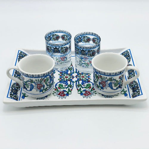 Two Person Turkish Coffee Set "Blue Clove"