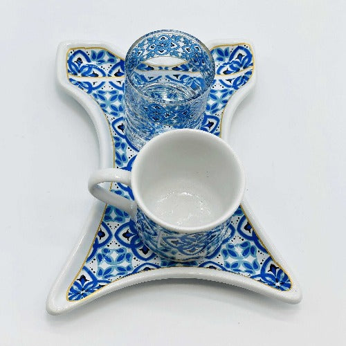 One Person Turkish Coffee Set "Blue Clove Kaftan"