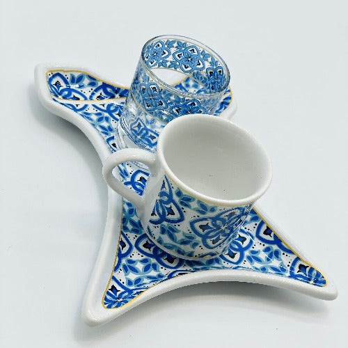 One Person Turkish Coffee Set "Blue Clove"