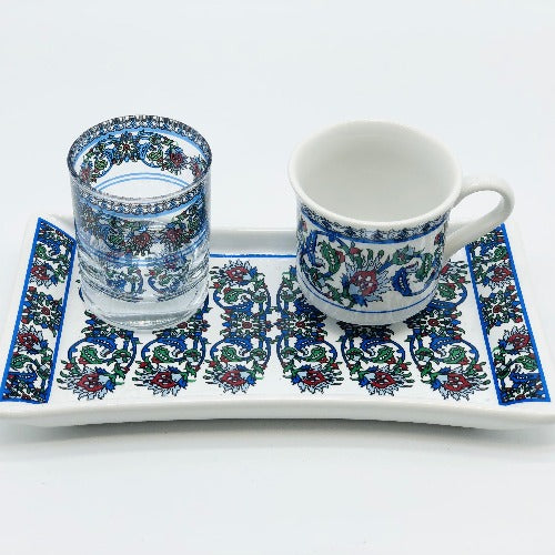 One Person Turkish Coffee Set "Blue Clove"