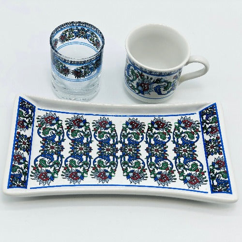 One Person Turkish Coffee Set "Blue Clove"