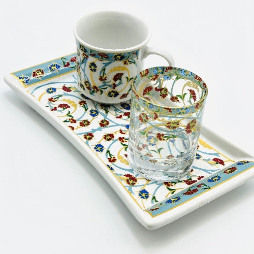 One Person Turkish Coffee Set "Red and Blue Clove"