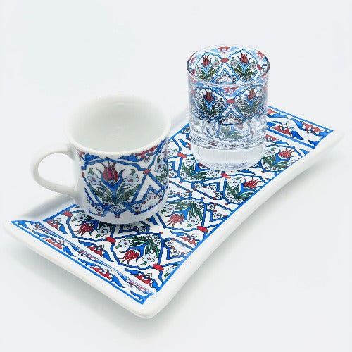 One Person Turkish Coffee Set "Blue Tulip"