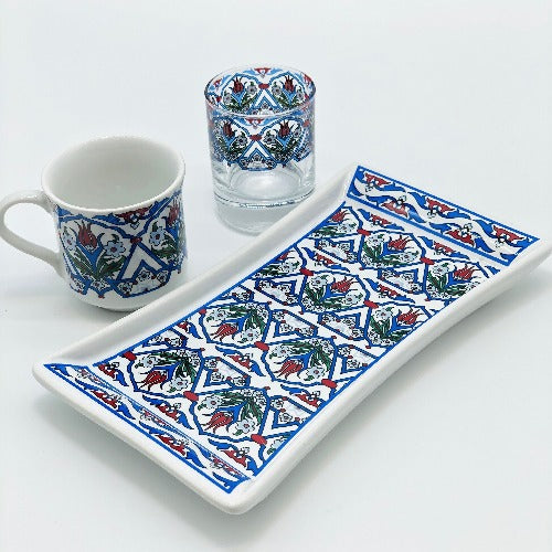 One Person Turkish Coffee Set "Blue Tulip"