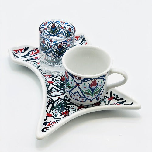 One Person Turkish Coffee Set "Red Tulip Kaftan"