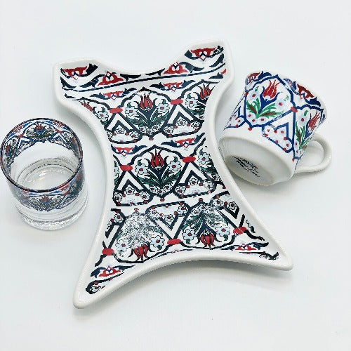 One Person Turkish Coffee Set "Red Tulip Kaftan"